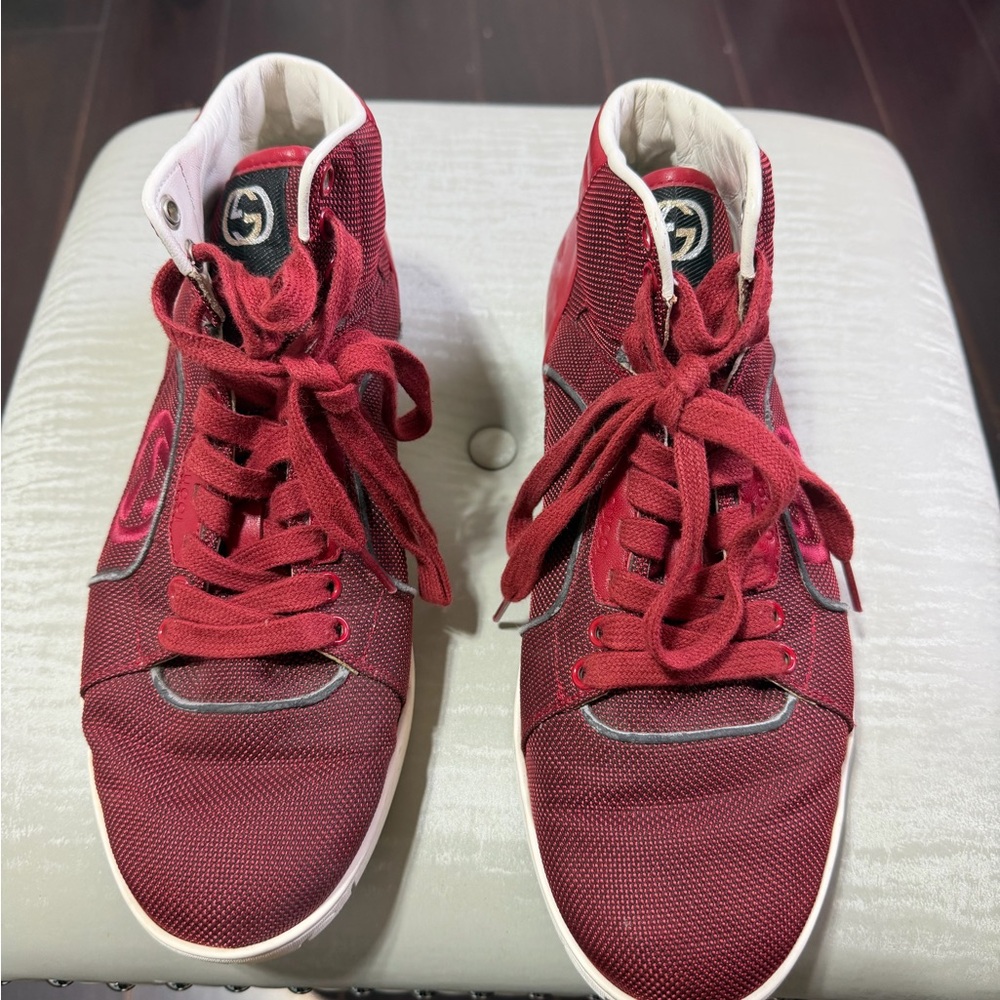 Gucci Men's Burgundy High-Top Sneakers